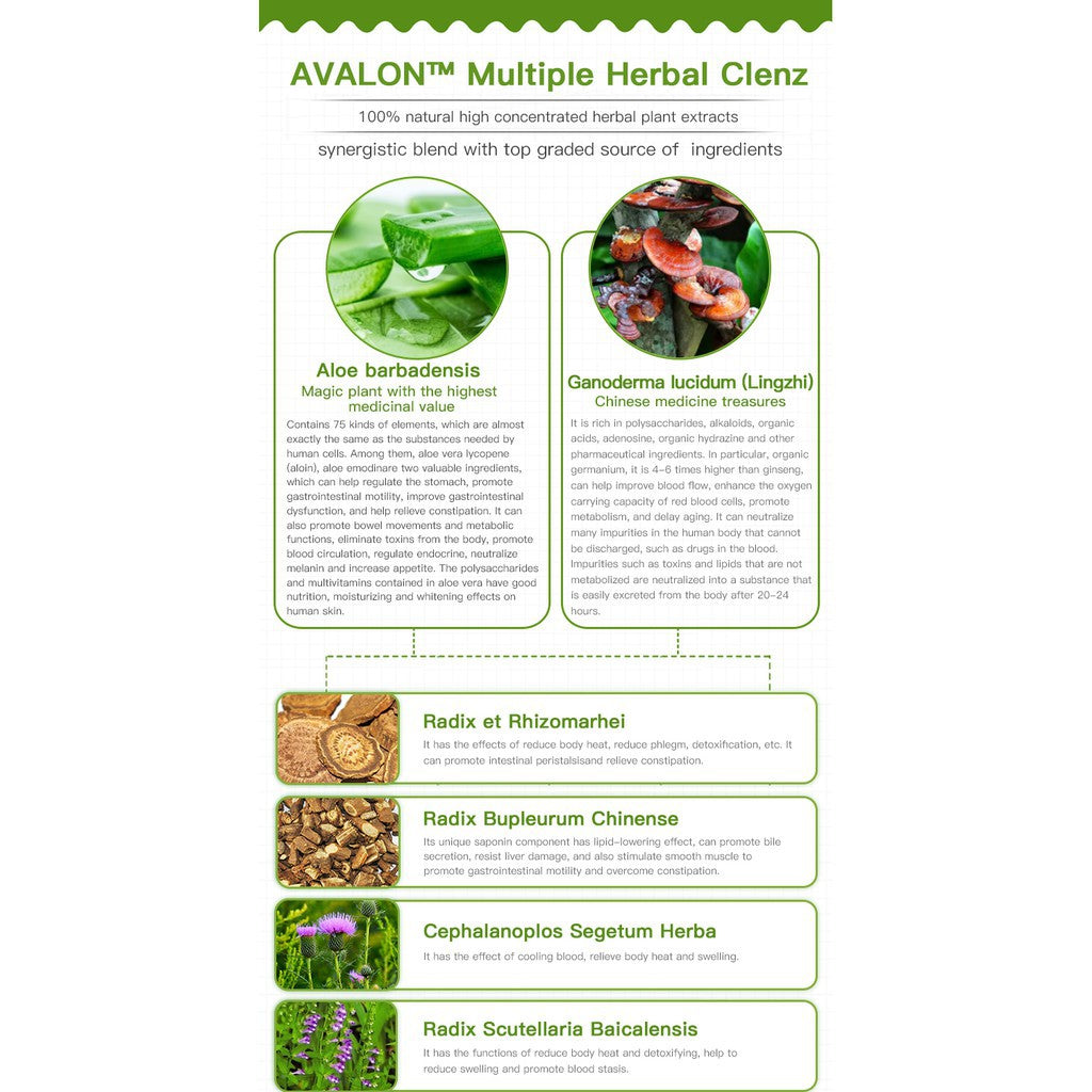 Avalon Multiple Herbal Clenz 60 capsules - Aloe Slimming Detox, Weight Loss, Constipation, Kurus Badan