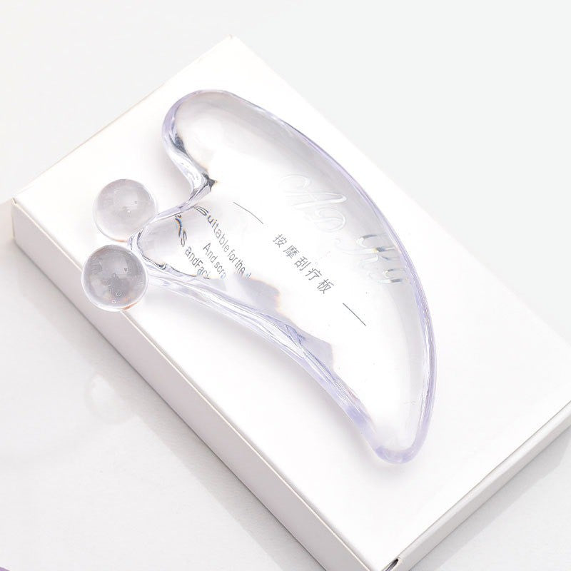 现货 - 透明水晶刮痧板 脸部刮痧 拉提瘦脸 Gua Sha Jade Face Massage Beauty Tools