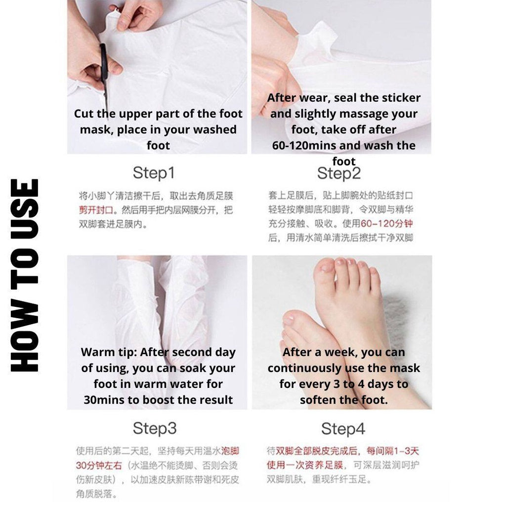 1pair/bag Horse Oil+Lactic Acid Foot Peel Mask 1双/包马油乳酸去角质脚模