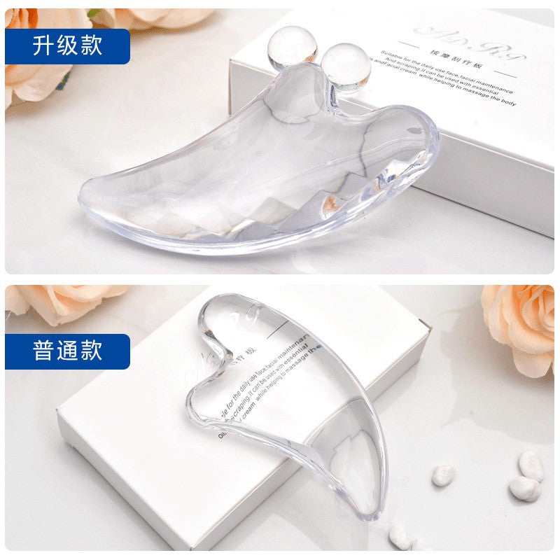 现货 - 透明水晶刮痧板 脸部刮痧 拉提瘦脸 Gua Sha Jade Face Massage Beauty Tools