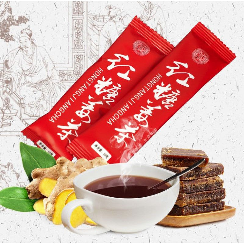 Red Sugar Ginger Tea 10g/pack红糖姜茶 10g/包 暖宫暖胃, 调理月经 - 便携式 红糖姜茶颗粒速溶固本饮料Travel Pack Brown Sugar Honey Ginger Tea - 10g/pack