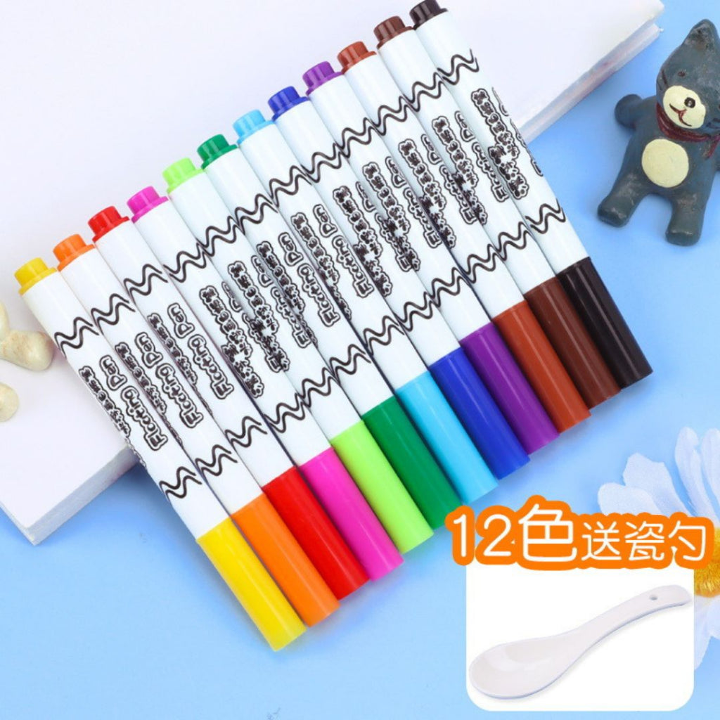 12色笔 抖音推荐 儿童色彩漂浮笔 12 Color Pens Tik Tok Recommended Children Floating  Color Marker Pens