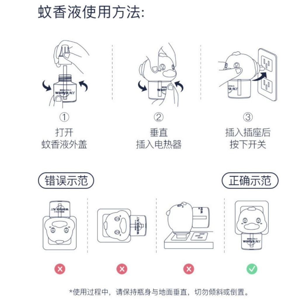 宝宝孕妇可用Wanya 蚊香液 驱蚊液器Wanya Electric Mosquito Repellant Device Baby & Pregnant Women Friendly