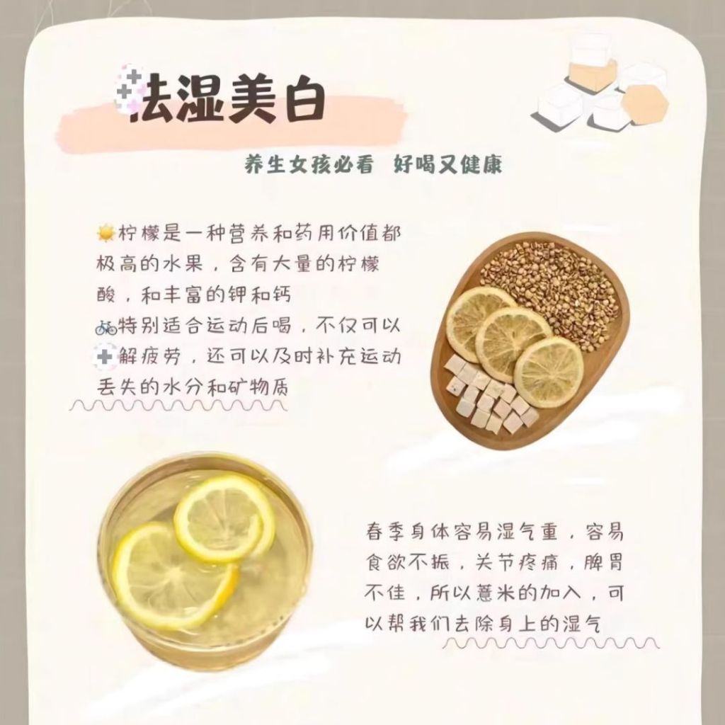 10 Sachets包独立装 祛湿美白 炒薏米柠檬茯苓草本配料  Lemon Barley Fuling Drink