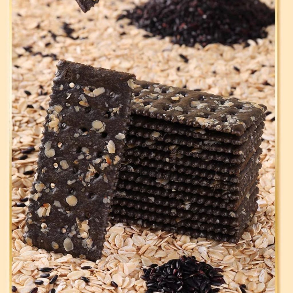 400g 0蔗糖0反式脂肪 高纤黑米燕麦苏打饼干 Sugar Free Trans Fat Free High Fiber Black Rice Oat Soda Biscuit
