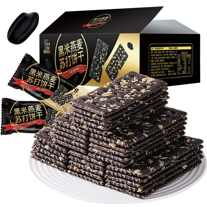 400g 0蔗糖0反式脂肪 高纤黑米燕麦苏打饼干 Sugar Free Trans Fat Free High Fiber Black Rice Oat Soda Biscuit