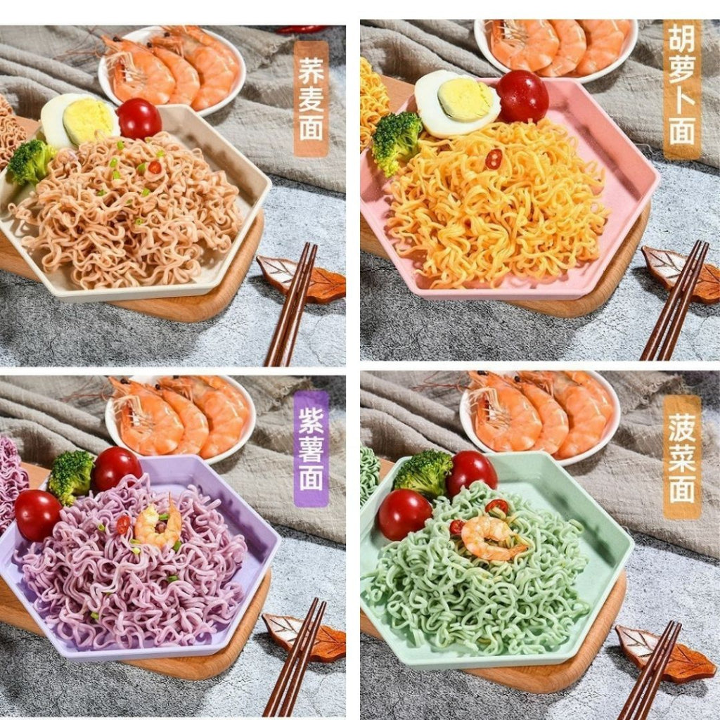 无色素非油炸 手工谷粮果蔬面 菠菜面/紫薯面/荞麦面/胡萝卜面/鸡蛋面 Non-Fried Low Fat Grain & Vegetable Noodle (Spinach / Carrot / Purple Potato)