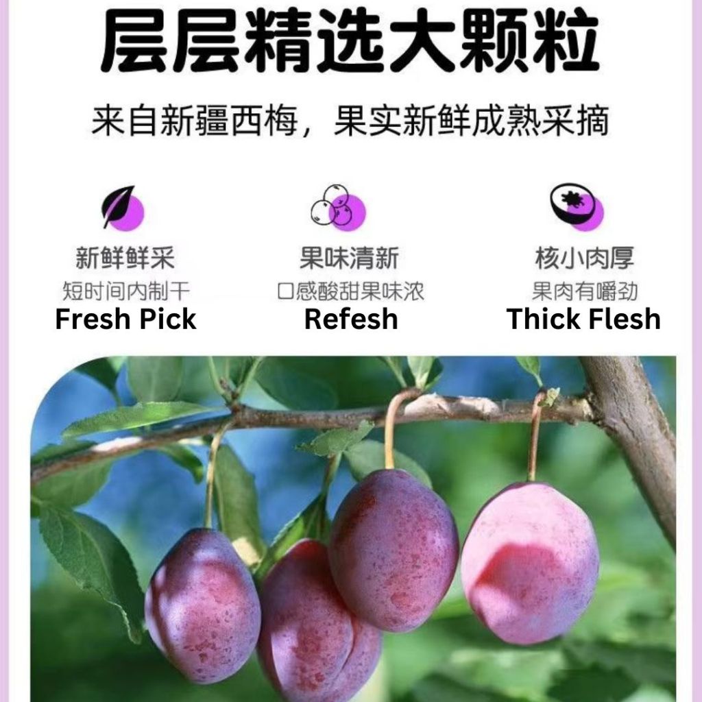 250g 无添加蔗糖 新疆健康西梅干 Xin Jiang High Fiber Dried Prunes 无防腐剂 无色素西梅干 Preservatives Free No Sugar Added Dried Prunes