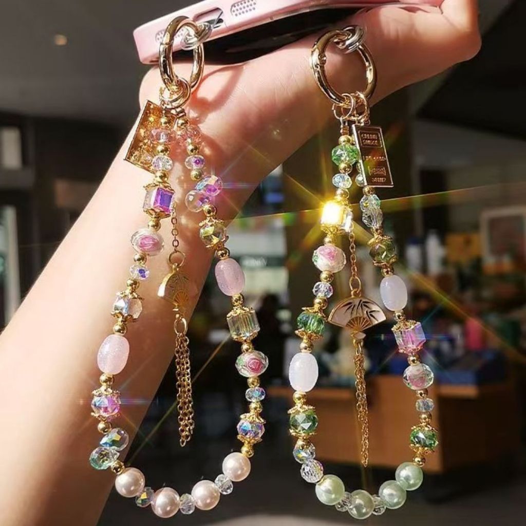 古风周公梦蝶扇子流苏串珠手机绳 Antiquity Dream of being a Butterfly Phone Wrist Chain Antiquity Dream Phone Strap