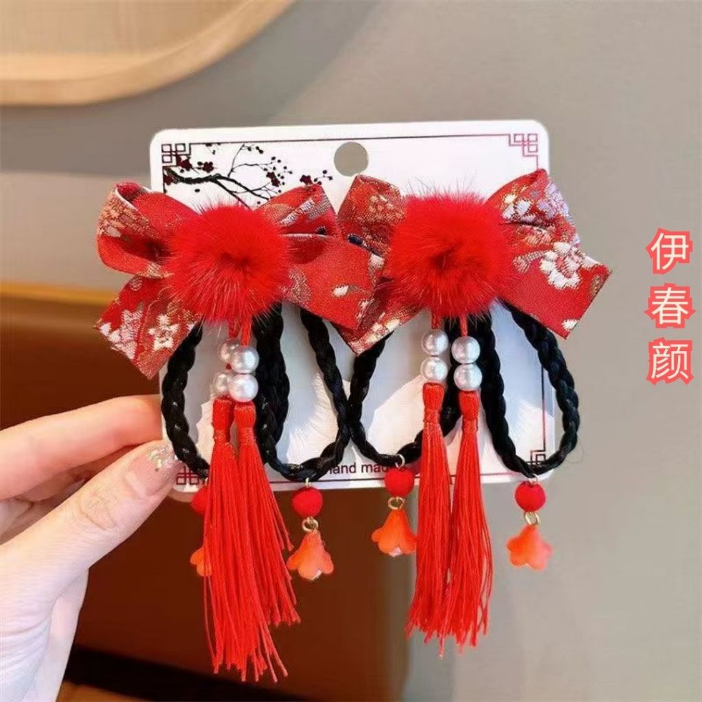 儿童新春新年古风仙气发夹 1对新年发夹 Kid Chinese New Year Hair Pin CNY Hair Pin Hair Clip Occasion Hair Clip 儿童节日发夹