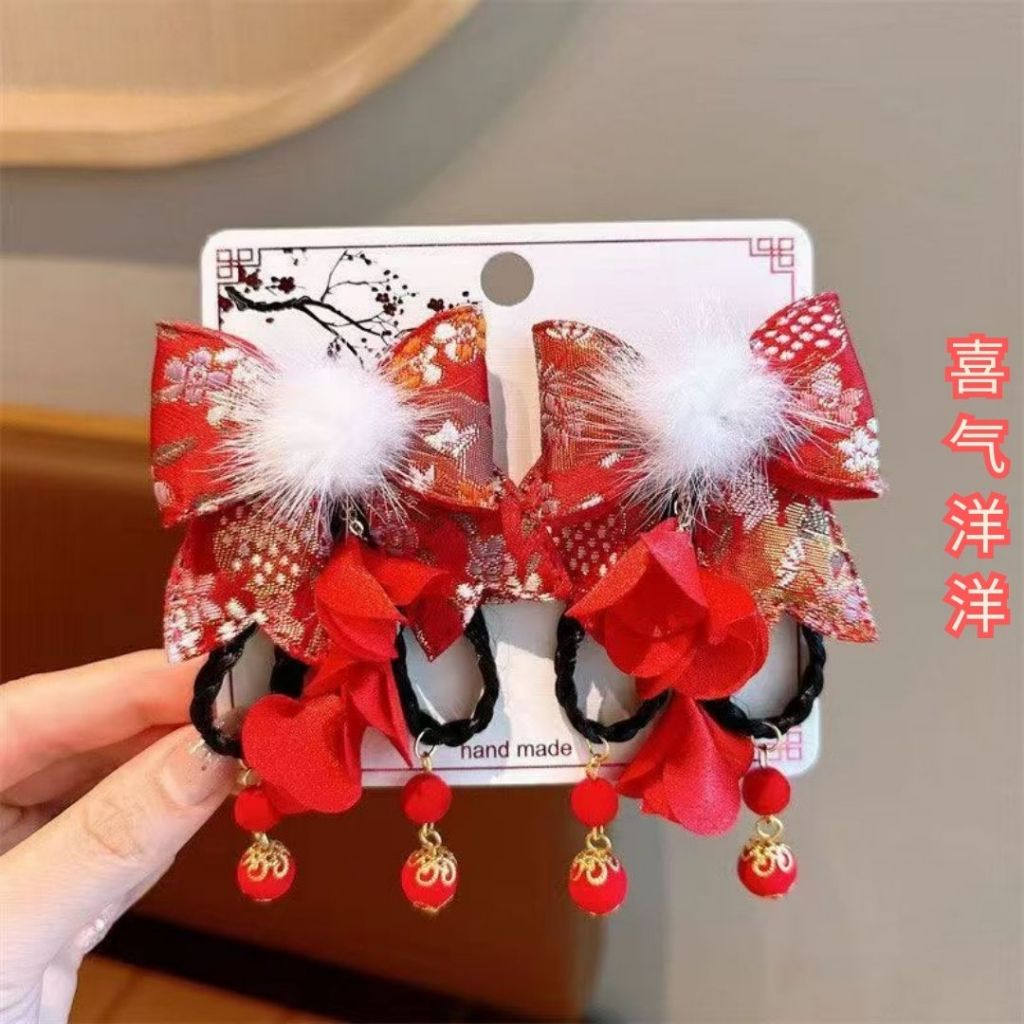 儿童新春新年古风仙气发夹 1对新年发夹 Kid Chinese New Year Hair Pin CNY Hair Pin Hair Clip Occasion Hair Clip 儿童节日发夹