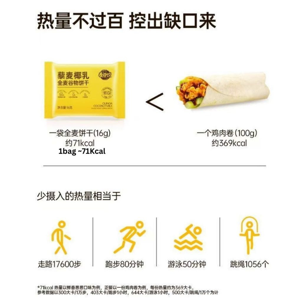 160g 麦谷说 低升糖全麦饼干 Low GI Whole Wheat Biscuit 低GI全麦饼干-藜麦椰乳饼干/经典原味/香葱/黑巧可可全麦饼干 孕妇饼干 Pregnant Women Biscuit