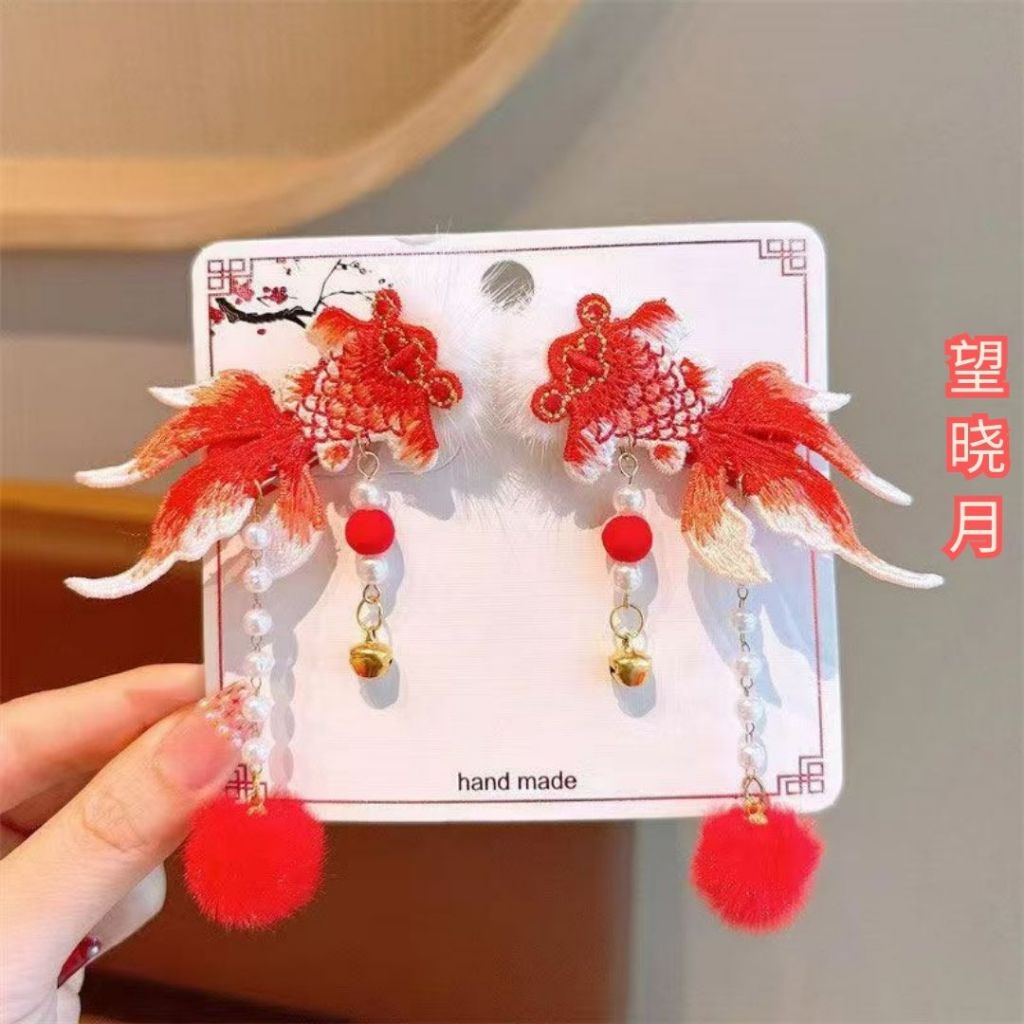 儿童新春新年古风仙气发夹 1对新年发夹 Kid Chinese New Year Hair Pin CNY Hair Pin Hair Clip Occasion Hair Clip 儿童节日发夹