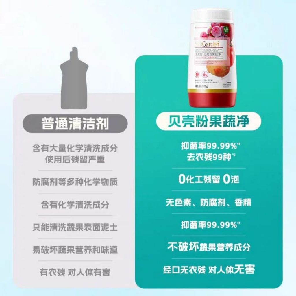 120g Suk Garden 天然贝壳水果蔬菜清洁粉 Natural Fruit and Vegetables Wash Powder Food Grade 食品级果蔬净  Shell Fruit and Vegetable Wash