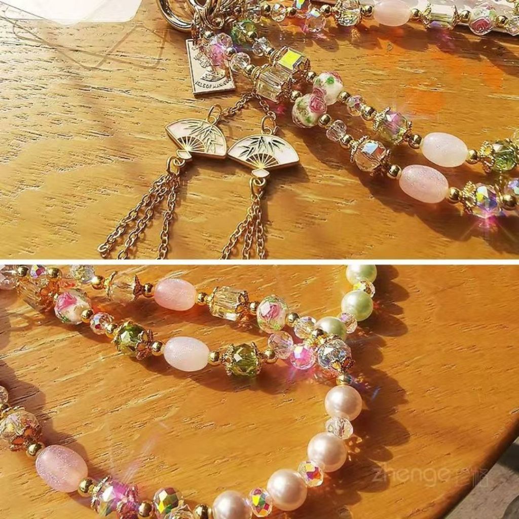 古风周公梦蝶扇子流苏串珠手机绳 Antiquity Dream of being a Butterfly Phone Wrist Chain Antiquity Dream Phone Strap