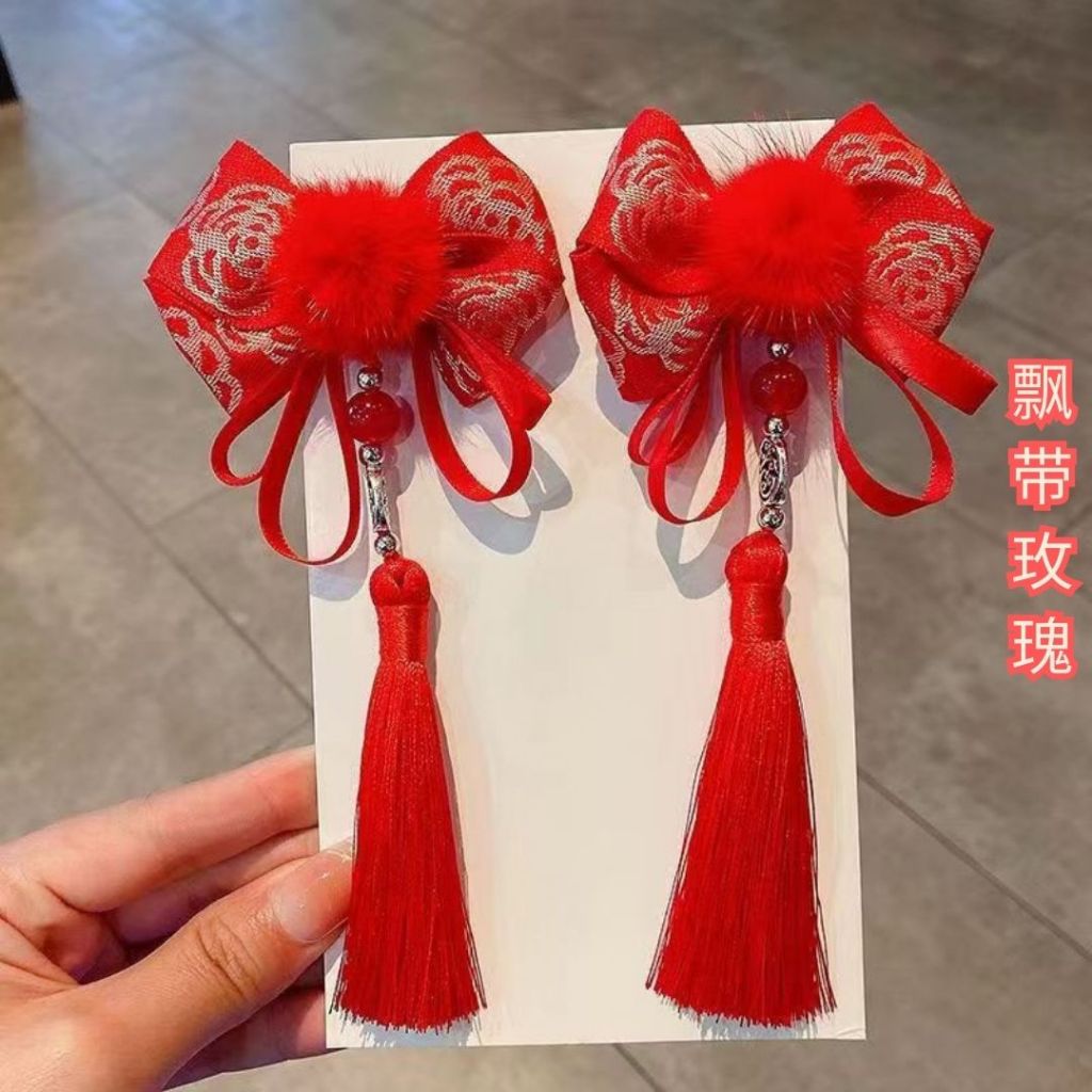 儿童新春新年古风仙气发夹 1对新年发夹 Kid Chinese New Year Hair Pin CNY Hair Pin Hair Clip Occasion Hair Clip 儿童节日发夹