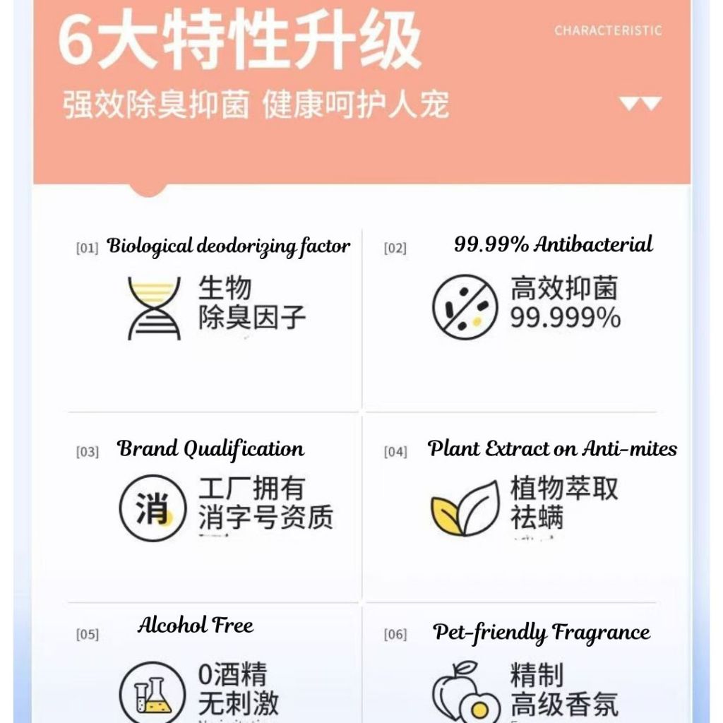 500ml  Anti-mites & Anti-fleas Pets Deodorizers 宠物除螨除臭剂 Anti-odor Anti-fleas Pets Deodorant Spray