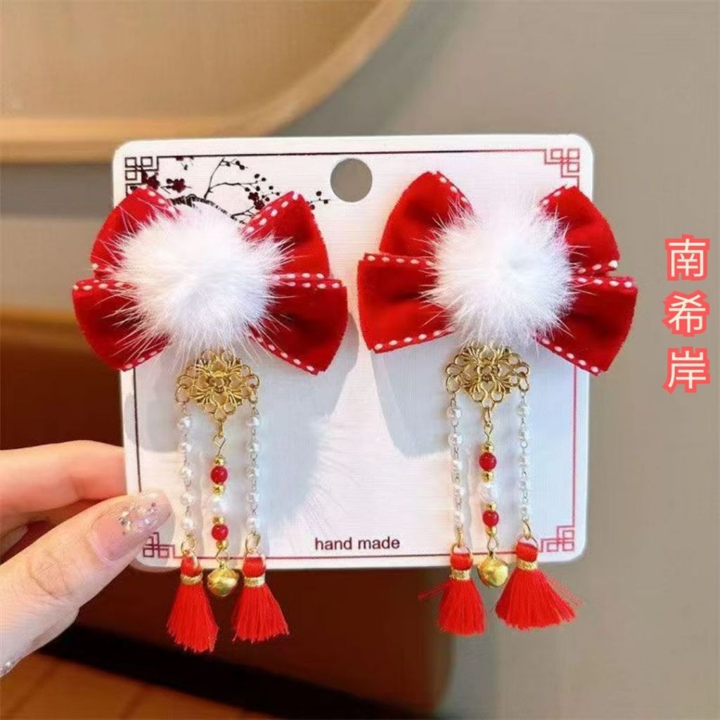 儿童新春新年古风仙气发夹 1对新年发夹 Kid Chinese New Year Hair Pin CNY Hair Pin Hair Clip Occasion Hair Clip 儿童节日发夹