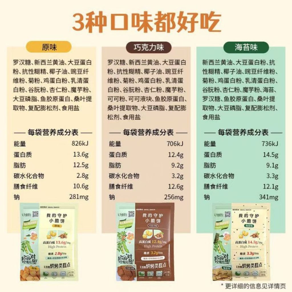50g Low GI Biscuit Snack 糖友饼干 High Protein High Fiber Cracker Biscuit 低升糖高蛋白小脆饼 Diabetes Snacks