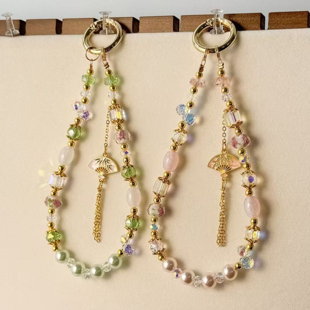 古风周公梦蝶扇子流苏串珠手机绳 Antiquity Dream of being a Butterfly Phone Wrist Chain Antiquity Dream Phone Strap