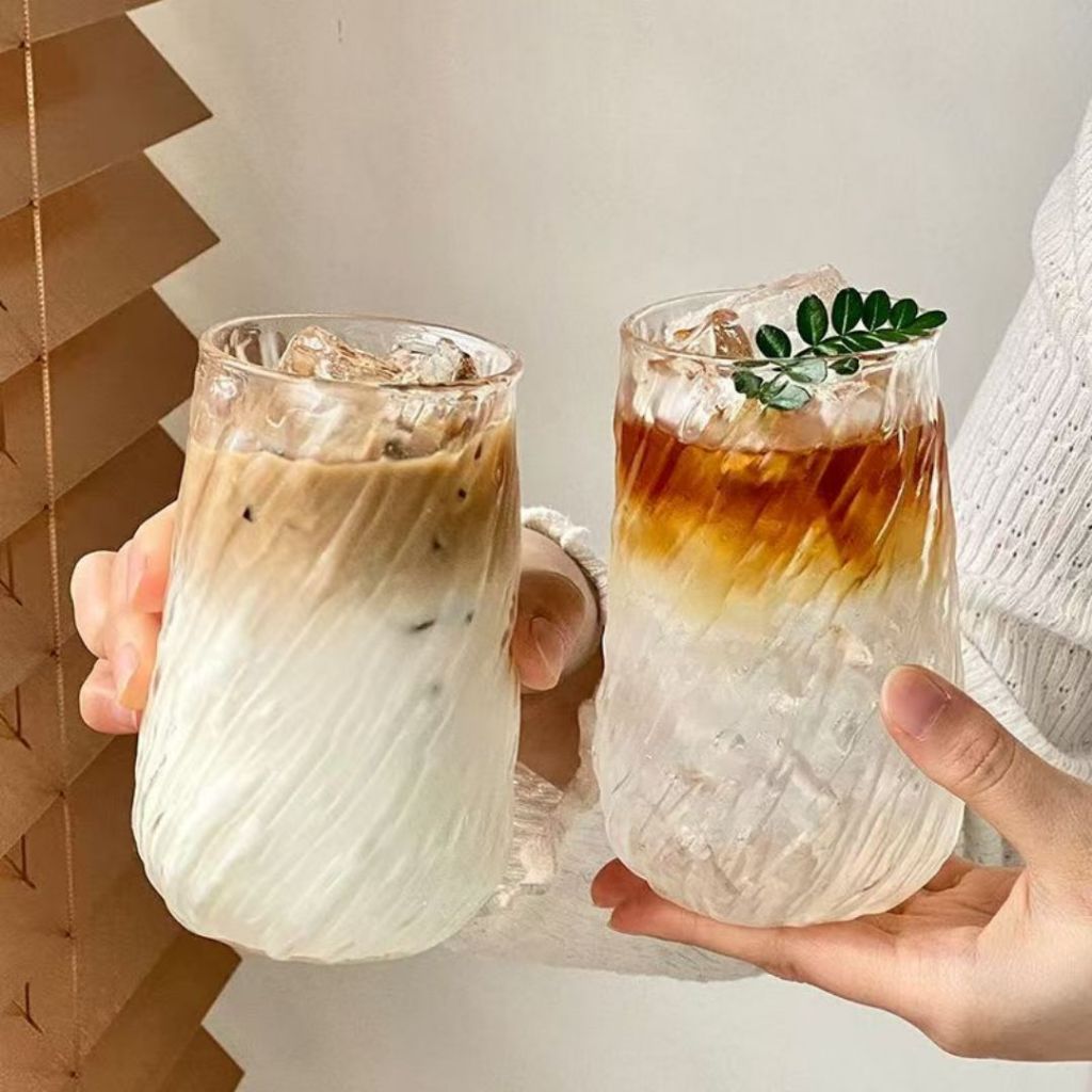 Retro Cyclone Heat-Resistant Glass 复古旋风耐热玻璃杯 复古咖啡玻璃杯  Classic Coffee Glass Cup 富士山下玻璃杯 波澜海波玻璃杯 ins风玻璃咖啡杯