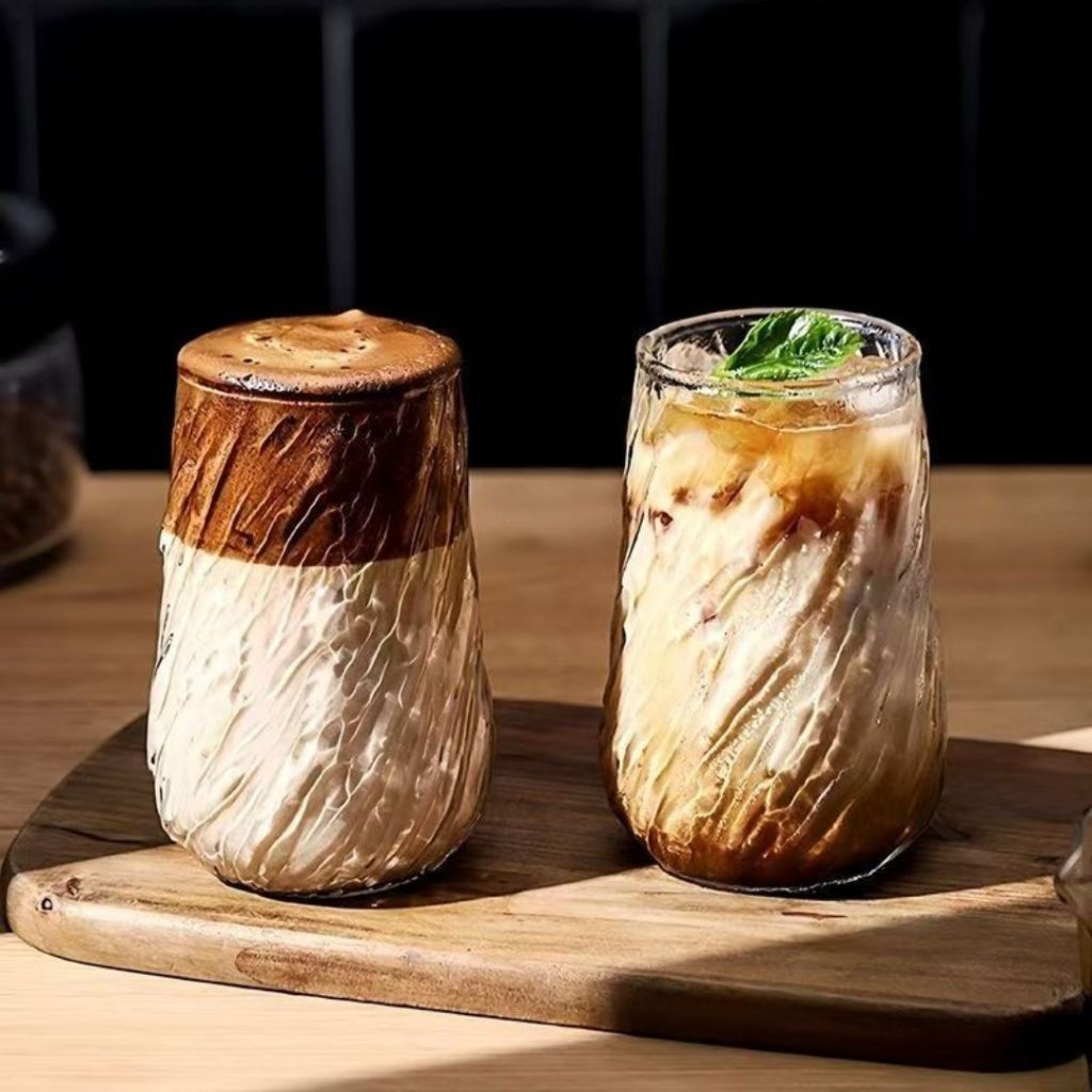 Retro Cyclone Heat-Resistant Glass 复古旋风耐热玻璃杯 复古咖啡玻璃杯  Classic Coffee Glass Cup 富士山下玻璃杯 波澜海波玻璃杯 ins风玻璃咖啡杯
