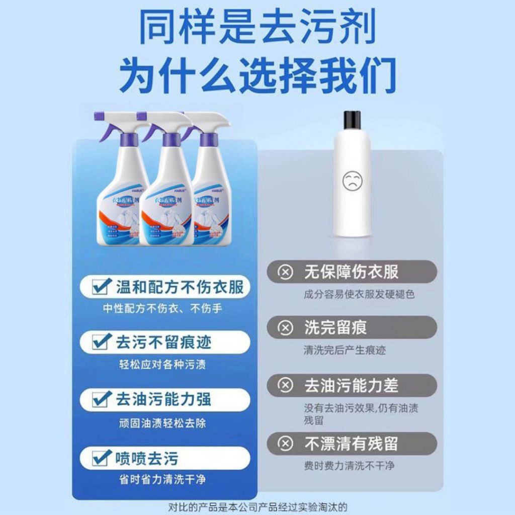 500ml 衣服布料深层清洁污迹渗透剂 Clothes Deep Clean Stain Remover Spray去霉，去果汁印，去咖啡印记等 Strong Shirt and Cloth Deep Stain Remover