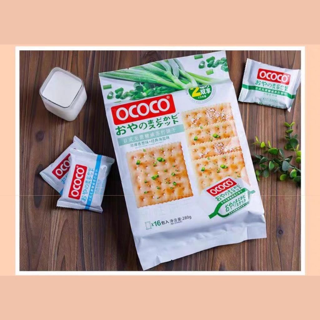 280g OCOCO 日式无蔗糖咸味苏打饼 No Sugar Added Japanese Styles Salty Soda Biscuit 【Seaweed Sea Salt/Spring Onion Sea Salt Cracker】