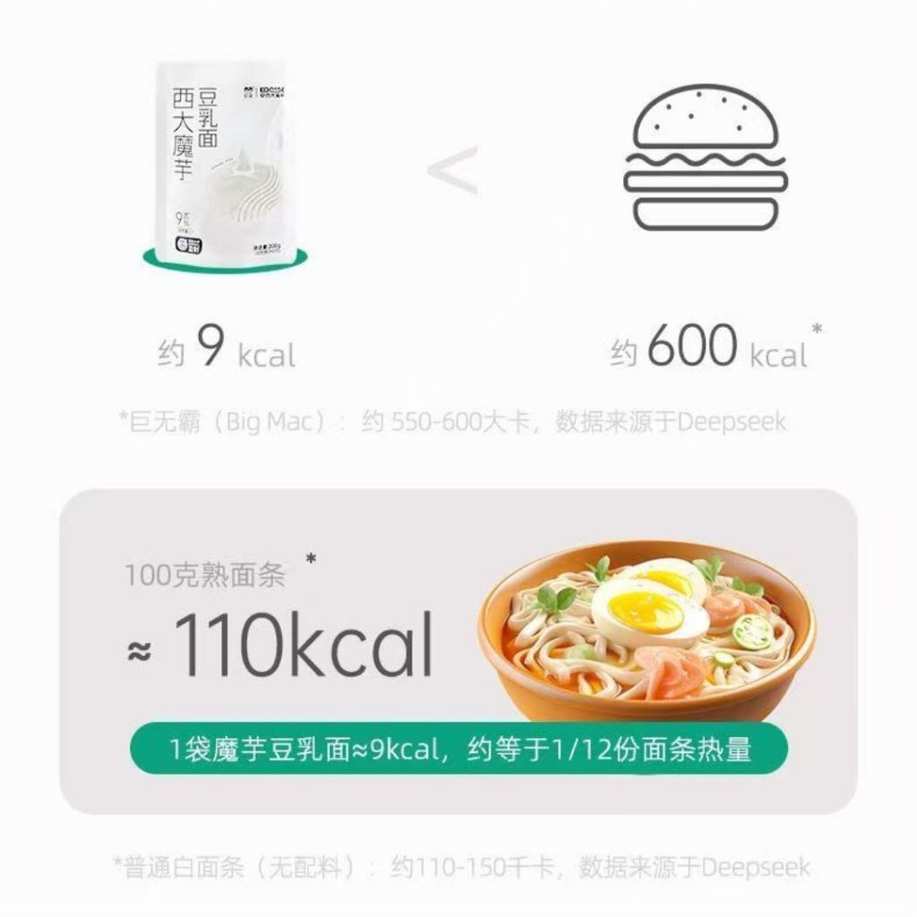 200g 9Kcal 低卡免煮魔芋豆乳面 Low Calories Konjac Soybean Noodle  减脂期面条 Diet Time Noodle Fat Free Konjac Soy Mee 免煮即食低卡豆乳魔芋面