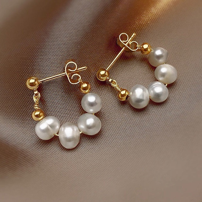 925银针Silver 法式巴洛克淡水珍珠925耳钉 France Baroque Style Pearl 925 Earring