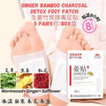 5 Pairs对/box盒 白云山草本艾草生姜竹炭足贴  Wormwood Ginger Bamboo Charcoal Detox Foot Patch 10 patches 袪湿气足部护理暖贴生姜竹醋睡眠足贴