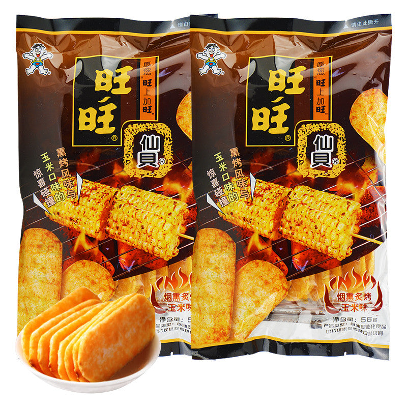 56g 旺旺仙贝烟熏炙烤玉米味仙贝米果零食 56g Wang Wang Smoked Roasted Corn Flavor Senbei Rice Cracker Snack