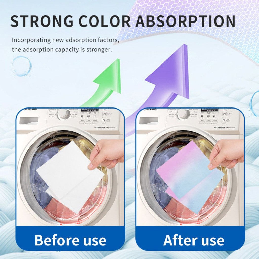 100 pcs片/box盒  衣服吸色片 Fabric Color Protection Sheet 衣服护色片 防串色染色吸色片 Color Absorption Sheet Cloth Color Absorber Sheet