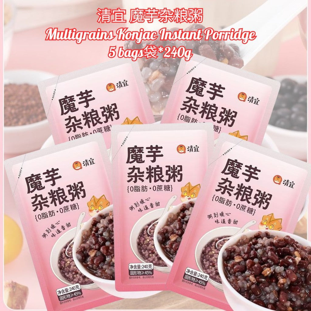 240g 清宜魔芋杂粮粥 低卡0脂肪0蔗糖速食免煮早餐粥 Multigrain Konjac Instant Porridge Low Calories No Sugar Added Fat Free Instant Porridge