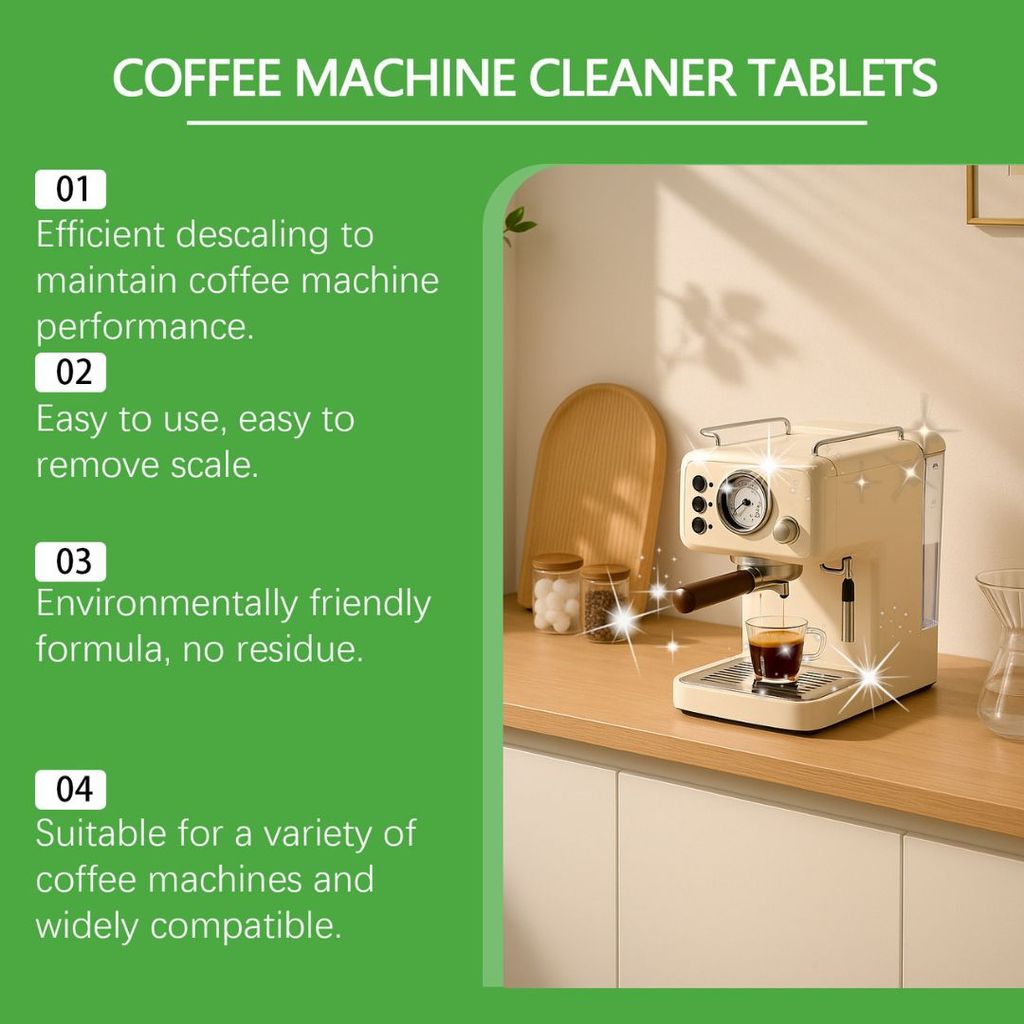 30pcs颗 Coffee Machine Cleaning Tablets 意式咖啡机清洁片Descaling Coffee Machine Cleaner 去除水垢和油脂 咖啡机清洁剂