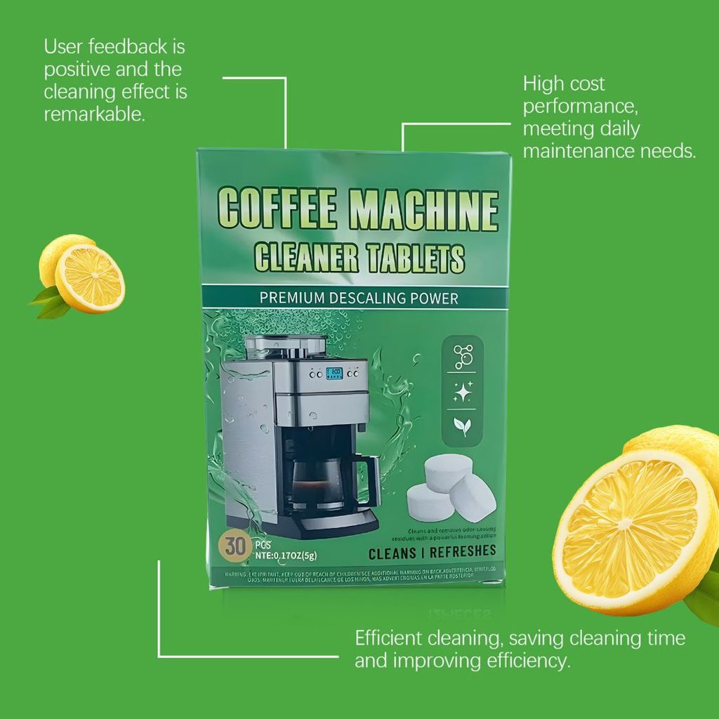 30pcs颗 Coffee Machine Cleaning Tablets 意式咖啡机清洁片Descaling Coffee Machine Cleaner 去除水垢和油脂 咖啡机清洁剂