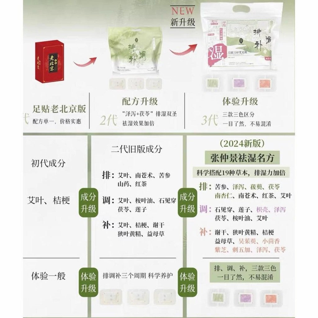 21对pairs  后辰三好 3周排湿调理补元气草本足贴 3 Weeks Herbal Foot Patch Reduce Dampness+Conditioning+Vitality Foot Patch 排湿+调理+补元气3周足贴